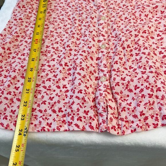 The Nine by Hatch Pink Floral Maternity Shirt Medium Short Sleeve - Picture 6 of 6